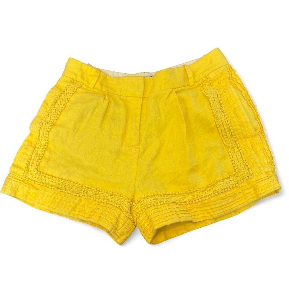 J. Crew Linen High Rise Lace Trim Yellow Shorts